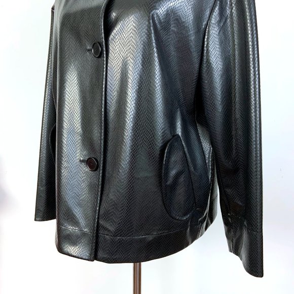 NWT Akris Punto Black Faux Snakeskin High Collar Jacket Sz 10 - Picture 13 of 16